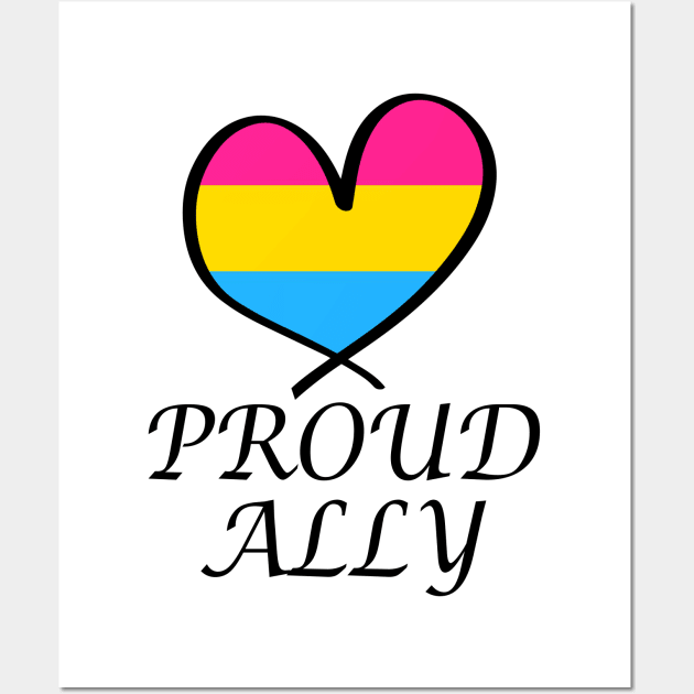 Proud Ally LGBT Gay Pride Month Pansexual Flag Wall Art by artbypond